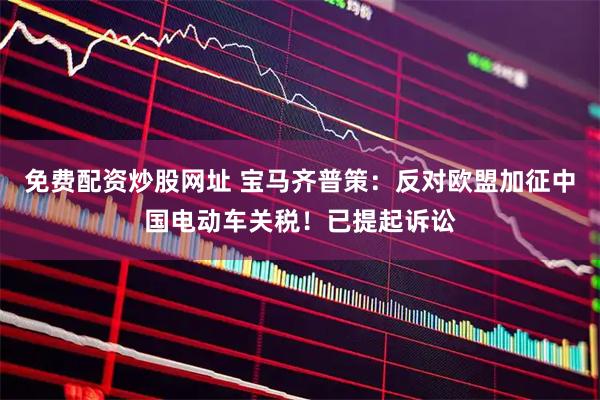 免费配资炒股网址 宝马齐普策：反对欧盟加征中国电动车关税！已提起诉讼